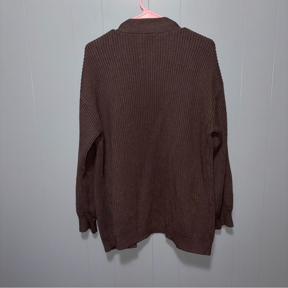 Quince Heather Brown 100% Organic Cotton Oversized Cardigan Medium - Picture 7 of 7